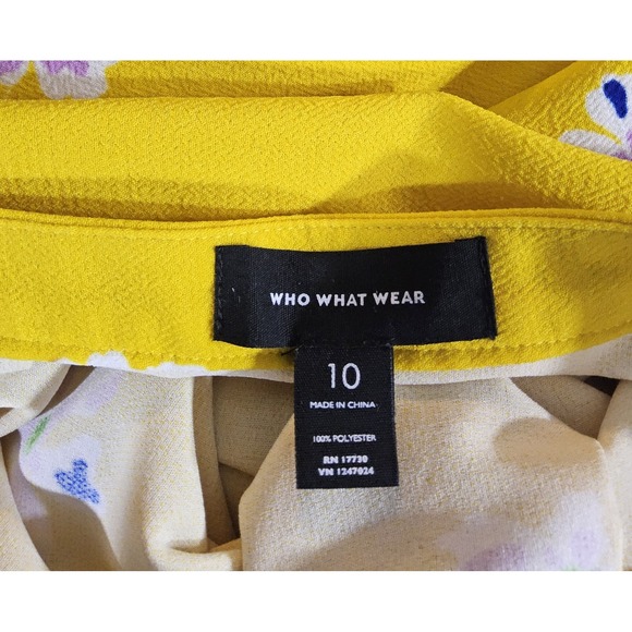 Womens Sz 10 Who What Wear Skirt Midi Gathered‎ Yellow Floral Spring Summer - Picture 5 of 5